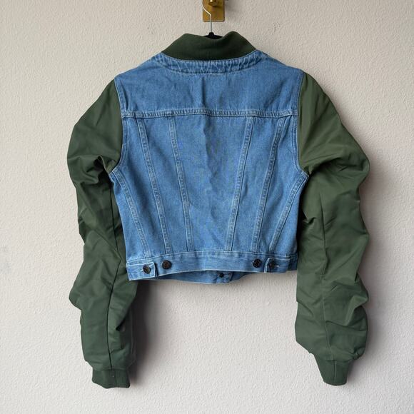 Veronica Beard Emelia Combo Denim Bomber Jacket Size S - Picture 3 of 6